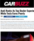 CARBUZZ Audi Ranks As Top Dealer Experience While Tesla Fares Poorly