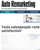 Auto Remarketing Tesla salespeople rank highest in EV ‘prospect satisfaction'