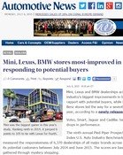 Mini, Lexus, BMW stores most-improved in responding to potential buyers 