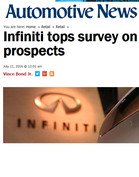 Automotive News Infiniti tops survey on satisfaction among sales prospects