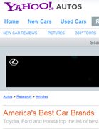 Yahoo! Autos America's Best Car Brands: Toyota, Ford and Honda top the list of best-loved car companies.