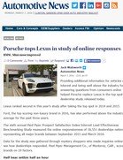 Automotive News Porsche tops Lexus in study of online responses