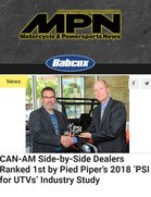 MPN Magazine CAN-AM Side-by-Side Dealers Ranked 1st by Pied Piper's 2018 ‘PSI for UTVs' Industry Study