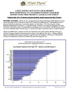 Press Release: 2011 Pied Piper PSI(R) Internet Lead Effectiveness(™) Benchmarking Study (U.S. Auto Industry) Lexus, Honda, Toyota Dealerships Top Ranked for Internet Lead Effectiveness