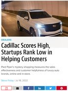 Wards Auto Cadillac Scores High, Startups Rank Low in Helping Customers
