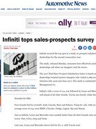 Automotive News Infiniti tops sales-prospects survey