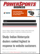 Powersports Business Study: Indian Motorcycle dealers ranked highest in response to website customers