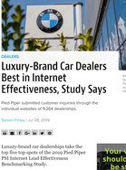 Wards Auto Luxury-Brand Car Dealers Best in Internet Effectiveness, Study Says