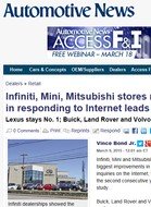 Automotive News Infiniti, Mini, Mitsubishi stores most-improved in responding to Internet leads