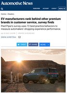 Automotive News EV manufacturers rank behind other premium brands in customer service, survey finds