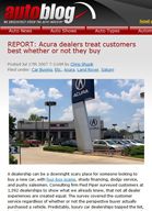 Autoblog.com REPORT: Acura dealers treat customers best whether or not they buy