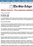 New Jersey Star Ledger Ann M. Job - Wheel Woman: The customer satisfaction guessing game