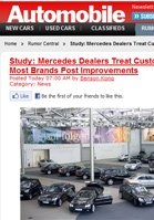 Automobile Magazine Study: Mercedes Dealers Treat Customers Best, Most Brands Post Improvements