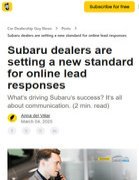 Car Dealership Guy Subaru dealers are setting a new standard for online lead responses
