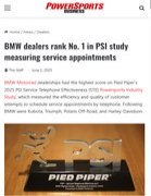Powersports Business BMW dealers rank No. 1 in PSI study measuring service appointments
