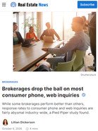 Real Estate News Brokerages drop the ball on most consumer phone, web inquiries