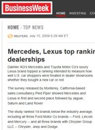 BusinessWeek Mercedes, Lexus top ranking of U.S. dealerships
