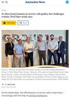 Automotive News AI often beats humans in service call quality, but challenges remain, Pied Piper study says