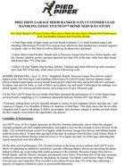 Press Release: PRECISION GARAGE DOOR RANKED #1 IN CUSTOMER LEAD HANDLING EFFECTIVENESS™ HOME SERVICES STUDY 