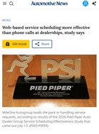 Automotive News Web-based service scheduling more effective than phone calls at dealerships, study says