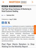 MarTech Edge Pied Piper Brings Continuous AI Monitoring to Retail Customer Handling