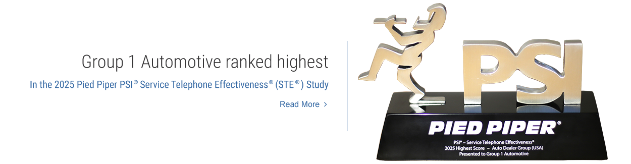 Group 1 Automotive ranked highest in the 2025 Pied Piper PSI(R) Service Telephone Effectiveness (STE)(R) Study