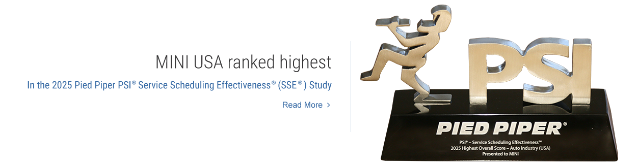 MINI USA ranked highest in the 2025 Pied Piper PSI(R) Service Scheduling Effectiveness (SSE)(R) Study