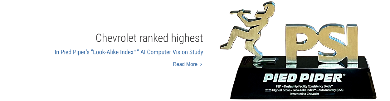 Chevrolet ranked highest In Pied Piper's "Look-Alike IndexTM" AI Computer Vision Study
